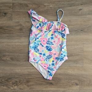 Tommy Bahama Pink and Blue One Piece Swimsuit with Ruffle Detail